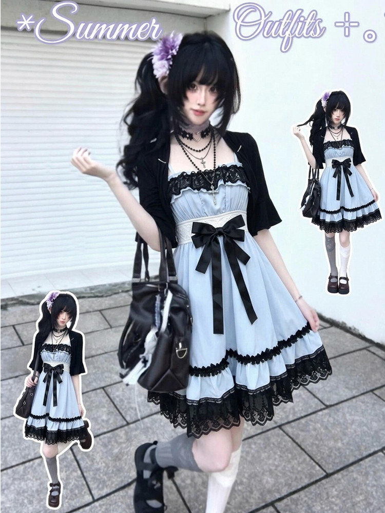 Fly Line - Sweet Japanese Lolita Two Piece Dress