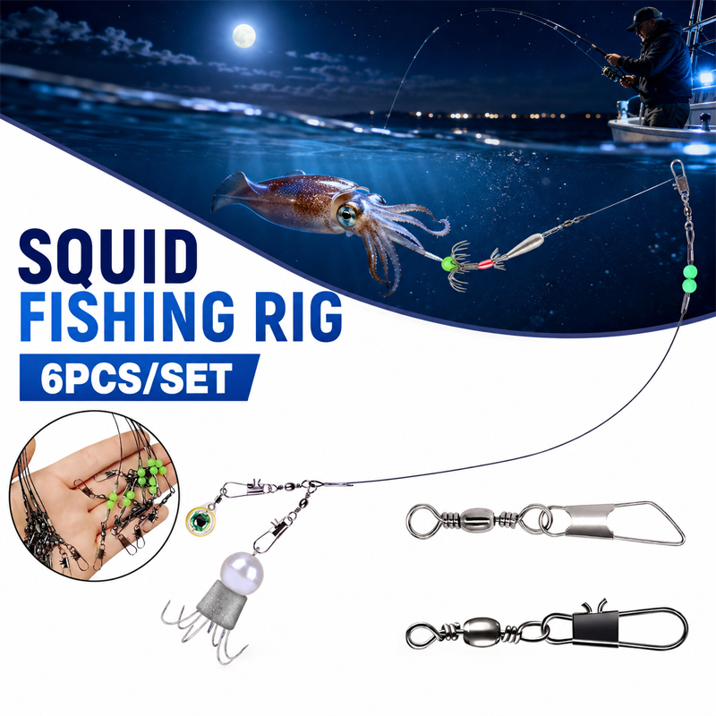 Saltwater Line - 6pcs Squid Fishing Rig Octopus Hook